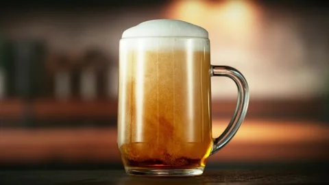 Super Slow Motion of Bubbling Beer Drink. Stock Footage 287437765