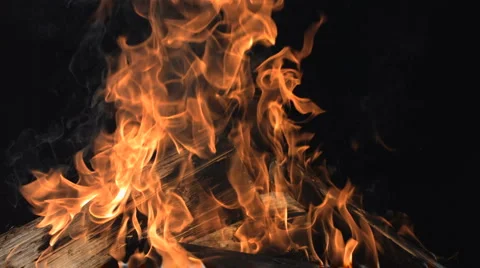 Super Slow Motion Burning Fire Wood Stock Footage 1184427