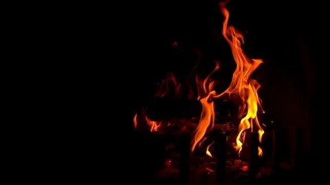 Super slow motion of burning Fire In The Fireplace. Stock Footage 122101250