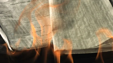 Super Slow Motion Burning Newspaper Stock Footage 1184450