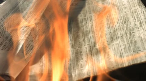 Super Slow Motion Burning Newspaper Stock Footage 1184465