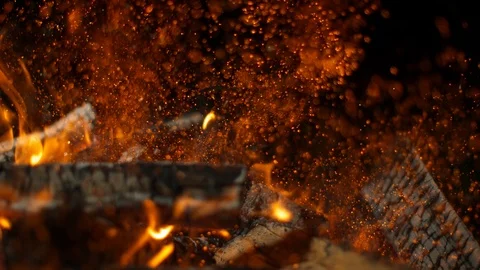 Super slow motion of campfire isolated on black background. Stock-Footage 95935333