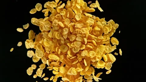 Super slow motion of cereal vortex explosion Stock Footage 134651316