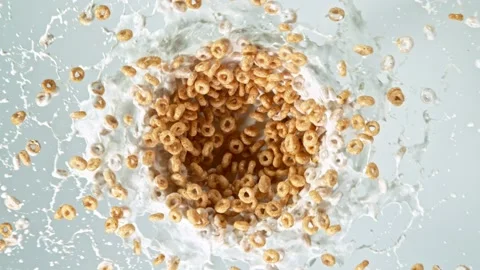 Super slow motion of cereal vortex explosion. Stock Footage 134719450
