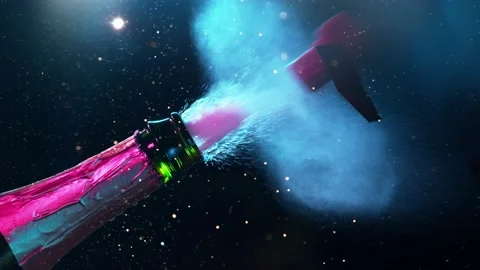 Super slow motion of Champagne explosion with glittering particles Stock Footage 162032857