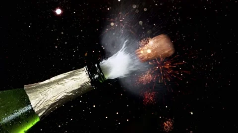 Super slow motion of Champagne explosion with glittering particles Stock Footage 165278056