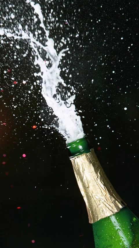Super slow motion of Champagne explosion with flying cork closure Stock Footage 292993059