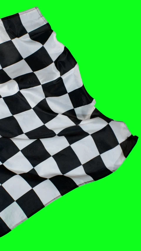 Super Slow Motion of Checkered Race Flag Waving Continuously in the Wind Stock Footage 295030366