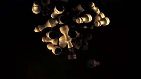 Super slow motion chess pieces are falling. Filmed on a high-speed camera at Stock Footage 163611206