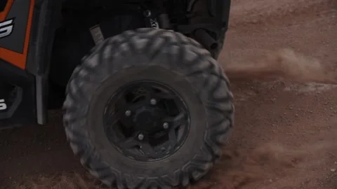 Super Slow Motion Close Up 4x4 Tire Peeling Out In Desert Stock Footage 149696137