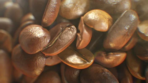 Super Slow-Motion Close-up Detail Shot of Coffee Beans Falling Down. Video stock 284812580
