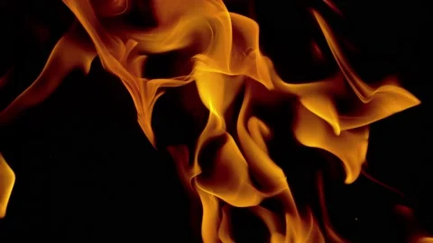 Super slow motion of close-up of fire waves isolated on black background. Stock Footage 157963578