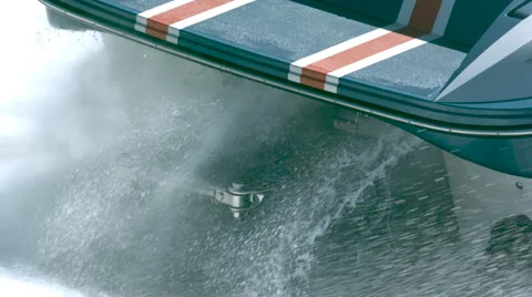Super slow motion close up speed boat engine Stock Footage 61741207