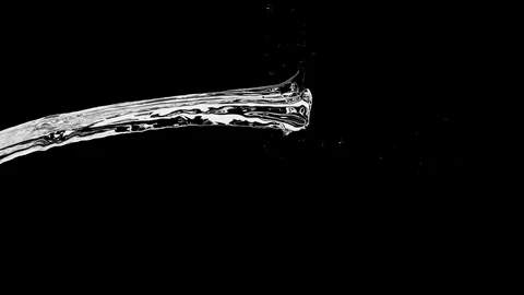 Super Slow motion Close up water fall side view flowing. 3D animation. 4K Stock Footage 124782790