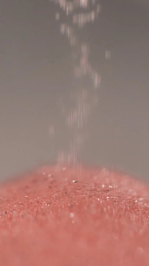 Super slow motion, Closeup Pink Sand Pouring Into Hourglass, Shimmering Grains Stock Footage 330273520