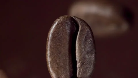 Super Slow Motion Coffee Beans bouncing on rich dark brown Background at 1000fps Stock Footage 163723614
