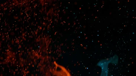 Super slow motion of colored fire sparks isolated on black background. Stock-Footage 195510483