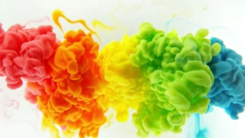 Super Slow Motion of Colored Paints Mixing in Water. Stock Footage 296504533