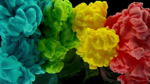 Super Slow Motion of Colored Paints Mixing in Water. Stock Footage 296508759