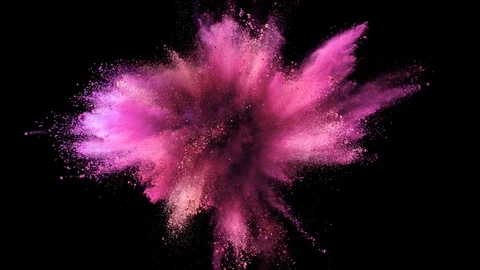Super slow motion of colored powder explosion isolated on black background. Stock Footage