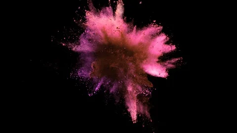 Super slow motion of colored powder explosion isolated on black background. Stock Footage 92675309