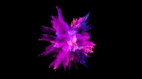 Super slow motion of colored powder explosion isolated on black background. Stock Footage 102621944