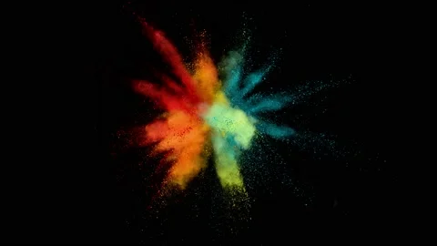 Super slow motion of colored powder explosion isolated on black background. Stock Footage 157605060