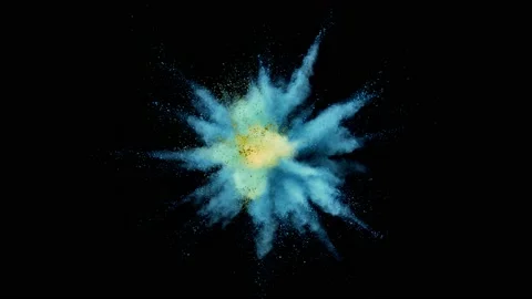Super slow motion of colored powder explosion isolated on black background. Stock Footage 157605296