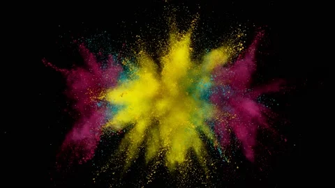 Super slow motion of colored powder explosion isolated on black background. Stock Footage 157605934