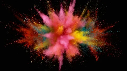 Super slow motion of colored powder explosion isolated on black background. Stock Footage 157606489