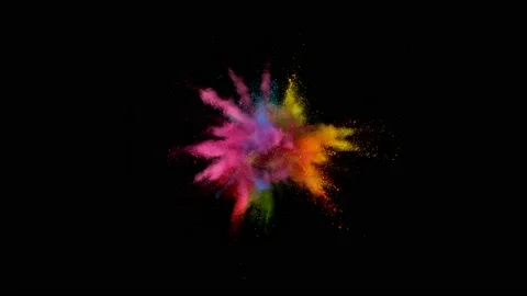 Super slow motion of colored powder explosion isolated on black background. Stock Footage 157606635