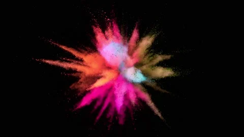 Super slow motion of colored powder explosion isolated on black background. Stock Footage 157606907