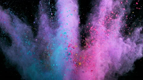 Super slow motion of colored powder explosion isolated on black background. Stock Footage 162786296