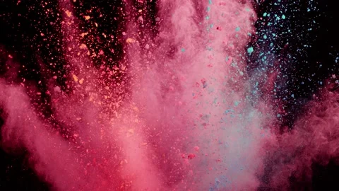 Super slow motion of colored powder explosion isolated on black background. Stock Footage 162786419