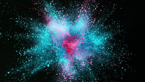 Super slow motion of colored powder explosion isolated on black background. Stock Footage 162787167
