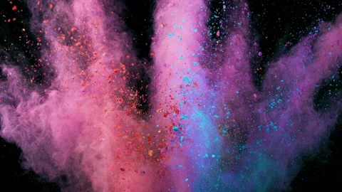 Super slow motion of colored powder explosion isolated on black background. Stock Footage 163788445