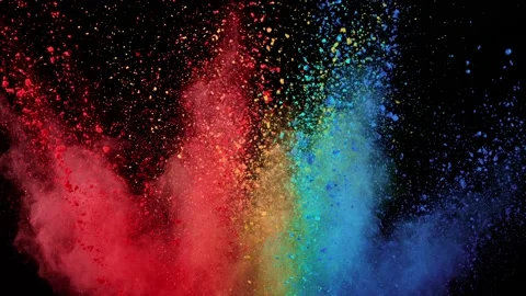 Super slow motion of colored powder explosion isolated on black background. Stock Footage 163788690