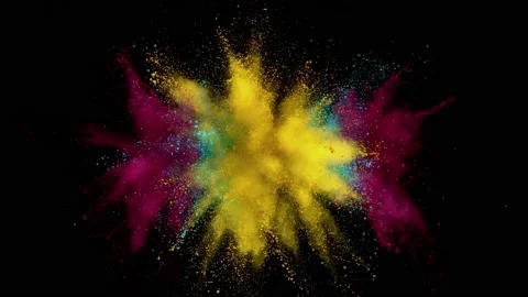 Super slow motion of colored powder explosion isolated on black background. Stock Footage 163788705
