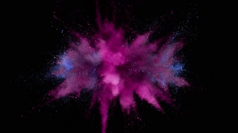 Super slow motion of colored powder explosion isolated on black background. Stock Footage 163789605