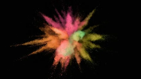 Super slow motion of colored powder explosion isolated on black background. Stock Footage 163789615