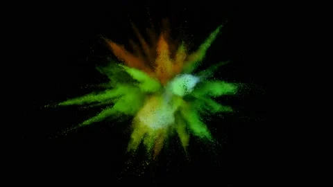 Super slow motion of colored powder explosion isolated on black background. Stock Footage 163789723