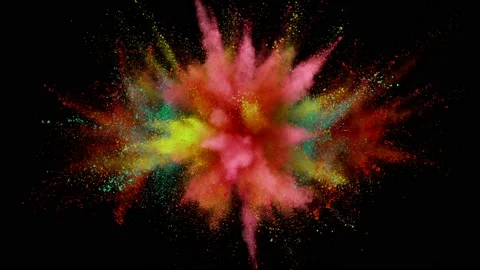 Super slow motion of colored powder explosion isolated on black background. Stock Footage 163789819
