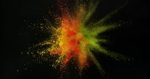 Super slow motion of colored powder explosion isolated on black background. Stock Footage 164546488