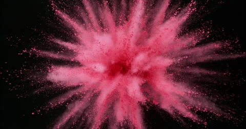 Super slow motion of colored powder explosion isolated on black background. Stock Footage 164547504
