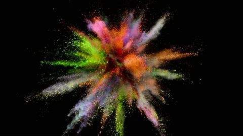 Super slow motion of colored powder explosion isolated on black background. Stock Footage 164549099