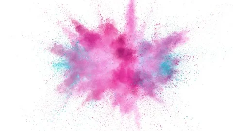 Super slow motion of colored powder explosion isolated on white background. Stock Footage 167615094
