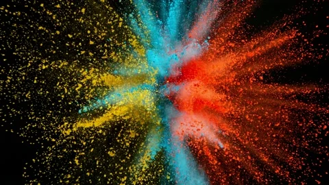 Super slow motion of colored powder explosion isolated on black background. Stock Footage 167825659