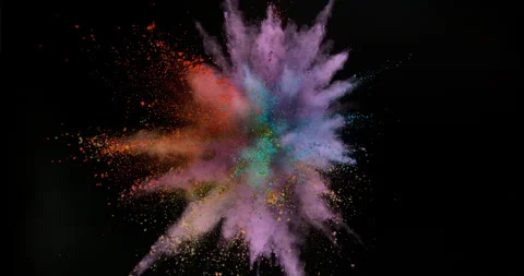 Super slow motion of colored powder explosion isolated on black background. Stock Footage 170522429