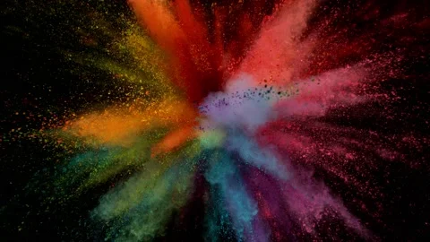 Super slow motion of colored powder explosion isolated on black background. Stock Footage 200775400