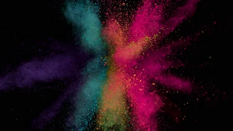 Super slow motion of colored powder explosion isolated on black background. Stock Footage 200781797